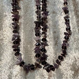 AMETHYST Necklace 3” Ext Chain Lobster Claw Clasp Excellent EUC 36 1/2” GENUINE